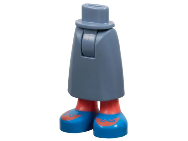 Mini Doll Hips and Skirt Long with Molded Coral Legs and Printed Dark Azure Shoes with Laces Pattern - Thick Hinge