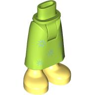 Mini Doll Hips and Skirt Long with Molded Bright Light Yellow Legs and Printed Metallic Light Blue Stars Pattern - Thick Hinge