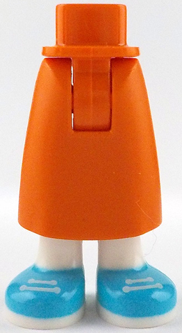 Mini Doll Hips and Skirt Long with Molded White Legs and Feet and Printed Medium Azure Shoes Pattern - Thick Hinge