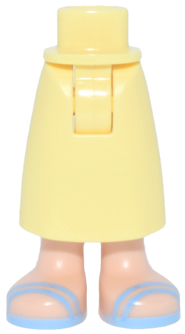 Mini Doll Hips and Skirt Long with Molded Light Nougat Legs and Printed Bright Light Blue Sandals Pattern - Thick Hinge