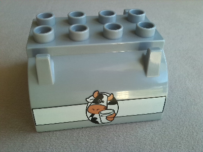 Duplo Container Tank Upper Section with Cow Holding Glass of Milk Small Pattern