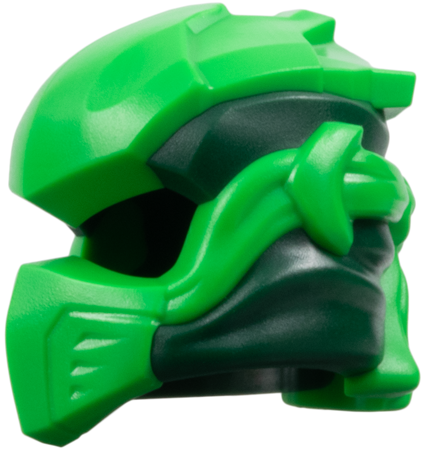 Minifigure, Headgear Ninjago Wrap Type 10 with Molded Bright Green Armor, Wraps and Knot Pattern