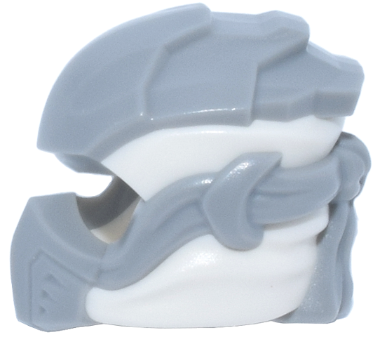 Minifigure, Headgear Ninjago Wrap Type 10 with Molded Light Bluish Gray Armor, Wraps and Knot Pattern