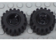 Wheel 11mm D. x 12mm, Hole Notched for Wheels Holder Pin with Black Tire 21mm D. x 12mm - Offset Tread Small Wide (6014b / 6015)
