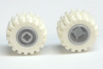 Wheel 11mm D. x 12mm, Hole Notched for Wheels Holder Pin with White Tire Offset Tread Small Wide, Raised Groove (6014b / 60700)