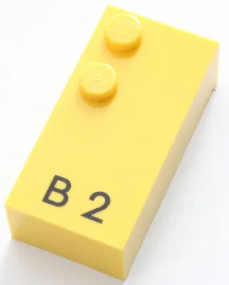 Brick, Braille 2 x 4 with 2 Studs with Black Capital Letter B / Number 2 Pattern (dots-12 ⠃)