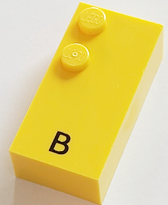 Brick, Braille 2 x 4 with 2 Studs with Black Capital Letter B Pattern (dots-12 ⠃) (French with Antoine Numbers)