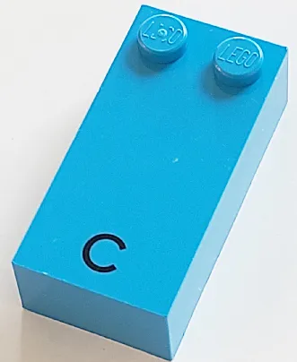 Brick, Braille 2 x 4 with 2 Studs with Black Capital Letter C Pattern (dots-14 ⠉) (French with Antoine Numbers)