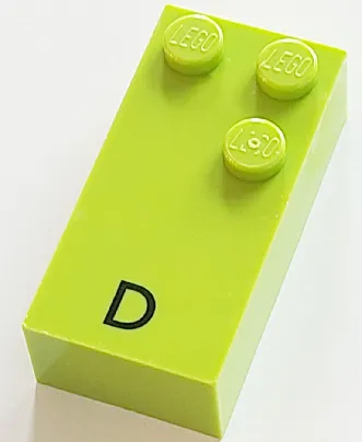 Brick, Braille 2 x 4 with 3 Studs with Black Capital Letter D Pattern (dots-145 ⠙) (French with Antoine Numbers)