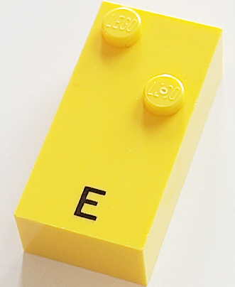 Brick, Braille 2 x 4 with 2 Studs with Black Capital Letter E Pattern (dots-15 ⠑) (French with Antoine Numbers)