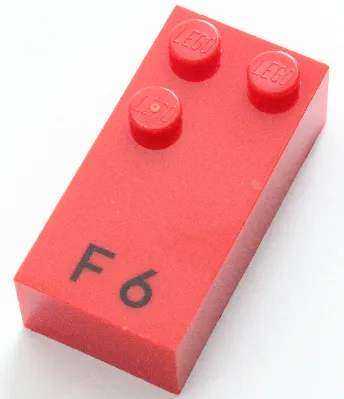 Brick, Braille 2 x 4 with 3 Studs with Black Capital Letter F / Number 6 Pattern (dots-124 ⠋)