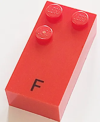 Brick, Braille 2 x 4 with 3 Studs with Black Capital Letter F Pattern (dots-124 ⠋) (French with Antoine Numbers)