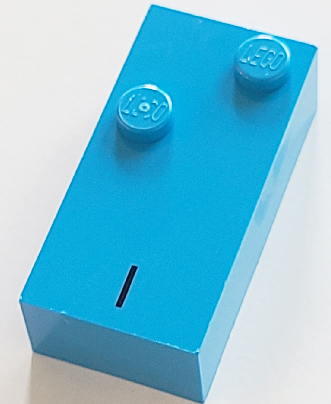 Brick, Braille 2 x 4 with 2 Studs with Black Capital Letter I Pattern (dots-24 ⠊) (French with Antoine Numbers)