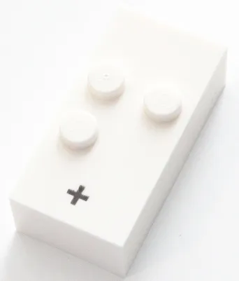 Brick, Braille 2 x 4 with 3 Studs with Black Plus Sign (+) Pattern (dots-235 ⠖)