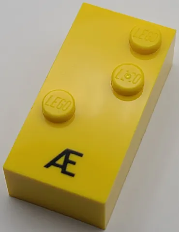Brick, Braille 2 x 4 with 3 Studs with Black Capital Ligature Æ Pattern (dots-345 ⠜)