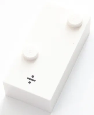 Brick, Braille 2 x 4 with 2 Studs with Black Division Sign (÷) Pattern (dots-34 ⠌) (English)