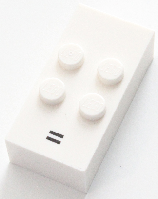 Brick, Braille 2 x 4 with 4 Studs with Black Equal Sign (=) Pattern (dots-2356 ⠶)