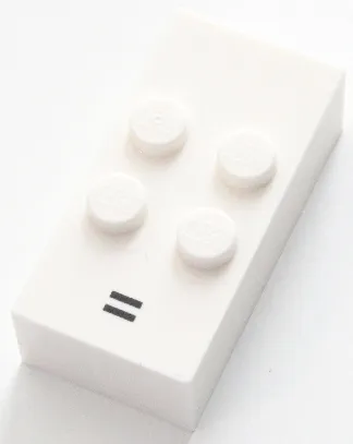 Brick, Braille 2 x 4 with 4 Studs with Black Equal Sign (=) Pattern (dots-2356 ⠶)