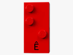 Brick, Braille 2 x 4 with 3 Studs with Black Capital Letter E with Circumflex (Ê) Pattern (dots-126 ⠣) (Portuguese)