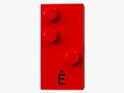 Brick, Braille 2 x 4 with 3 Studs with Black Capital Letter E with Circumflex (Ê) Pattern (dots-126 ⠣) (Portuguese)