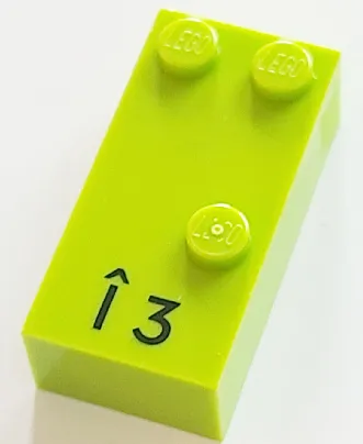 Brick, Braille 2 x 4 with 3 Studs with Black Capital Letter I with Circumflex (Î) / Number 3 Pattern (dots-146 ⠩) (French with Antoine Numbers)