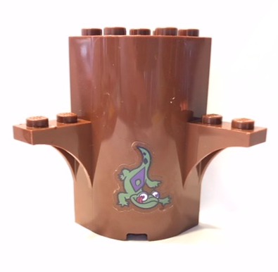 Cylinder Quarter 3 x 3 x 5 with 1 x 1 Cutout and 2 Arch Tops with Sand Green Salamander (Frozen Bruni) Pattern (Sticker) - Set 41164