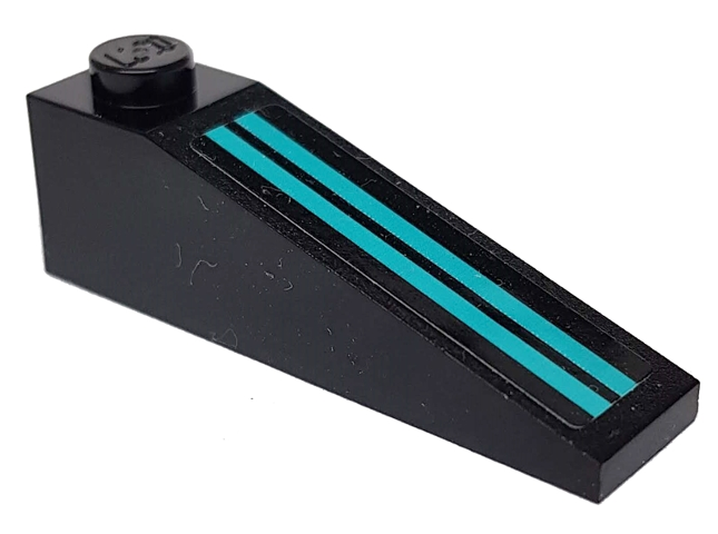 Slope 18 4 x 1 with Two Medium Azure Stripes on Black Background Pattern (Sticker) - Set 76898