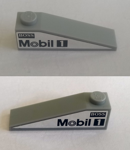 Slope 18 4 x 1 with 'BOSS' and 'Mobil 1' on Silver Background Pattern on Both Sides (Stickers) - Set 75911