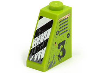 Slope 65 2 x 1 x 2 with Vents and Worn '3' on Left Side and Black and White Danger Stripes on Front Pattern (Stickers) - Set 8958