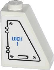 Slope 65 2 x 1 x 2 with Hatch and 'LOCK 1' Pattern Model Right Side (Sticker) - Set 60014