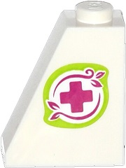 Slope 65 2 x 1 x 2 with Magenta Cross and Leaves in Lime Border Pattern Model Left Side (Sticker) - Set 41036