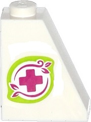 Slope 65 2 x 1 x 2 with Magenta Cross and Leaves in Lime Border Pattern Model Right Side (Sticker) - Set 41036