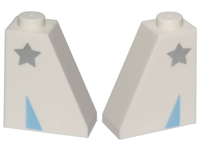 Slope 65 2 x 1 x 2 with Silver Star and Bright Light Blue Triangle Pattern on Both Sides (Disco Kitty Shoe)