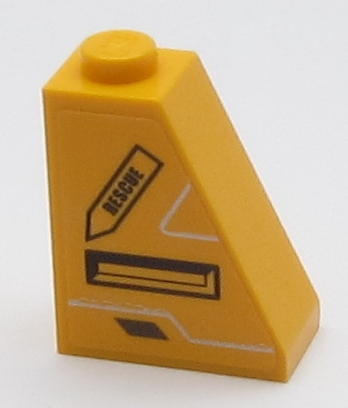 Slope 65 2 x 1 x 2 with 'RESCUE' on Arrow and Black Vent Pattern (Sticker) - Set 60161