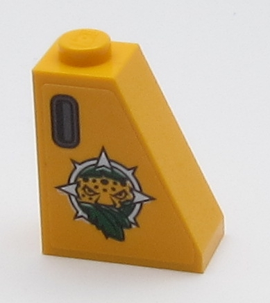 Slope 65 2 x 1 x 2 with Leopard Head, Leaves and Dark Bluish Gray Handle Pattern Model Left Side (Sticker) - Set 60161