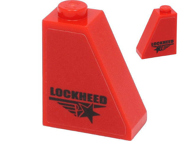 Slope 65 2 x 1 x 2 with Black 'LOCKHEED' and Lockheed Logo Pattern on Both Sides (Stickers) - Set 40450