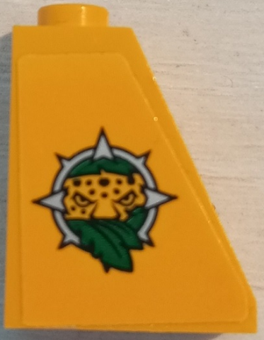 Slope 65 2 x 1 x 2 with Leopard Head and Leaves Jungle Explorers Logo Pattern Model Left Side (Sticker) - Set 60162