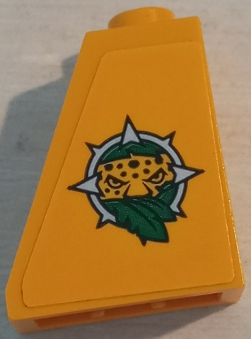 Slope 65 2 x 1 x 2 with Leopard Head and Leaves Jungle Explorers Logo Pattern Model Right Side (Sticker) - Set 60162