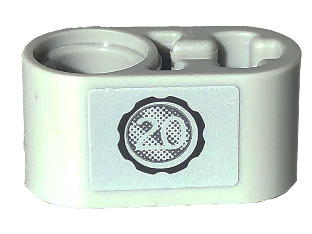 Technic, Liftarm Thick 1 x 2 - Axle Hole with Black Cog with Number 20 Pattern Model Left Side (Sticker) - Set 42132