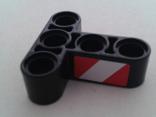 Technic, Liftarm, Modified T-Shape Thick 3 x 3 with Red and White Danger Stripes Pattern on Both Sides Model Left Side (Stickers) - Set 8053