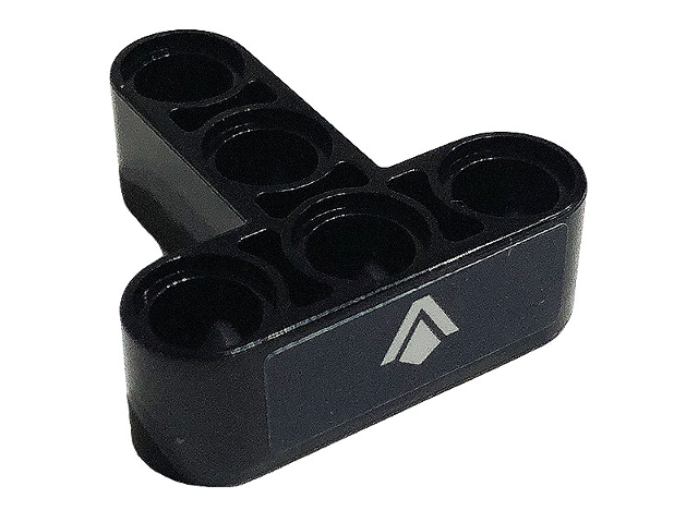 Technic, Liftarm, Modified T-Shape Thick 3 x 3 with Silver Letter V Shaped Logo on Dark Blue Background Pattern (Sticker) - Set 42112