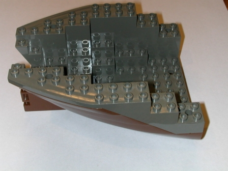 Boat, Hull Small Stern 14 x 12 x 5 1/3 with Dark Gray Top (6052 / 6053)