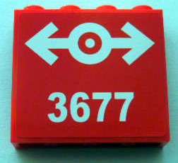 Panel 1 x 4 x 3 with Side Supports - Hollow Studs with Train Logo White and '3677' Pattern (Sticker) - Set 3677