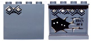 Panel 1 x 4 x 3 with Side Supports - Hollow Studs with Diamond Bricks on Outside, Bricks, Runes and Eyes on Inside Pattern (Stickers) - Set 9473