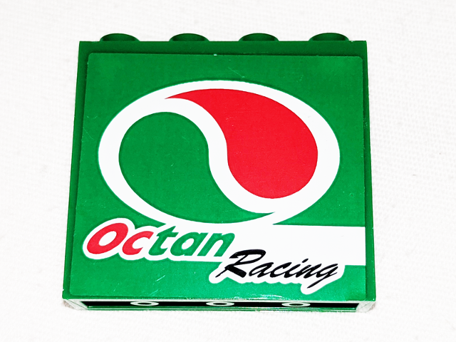 Panel 1 x 4 x 3 with Side Supports - Hollow Studs with Octan Logo and 'Octan Racing' Pattern Model Left Side (Sticker) - Set 60025