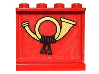 Panel 1 x 4 x 3 with Side Supports - Hollow Studs with Gold Mail Horn Pattern (Sticker) - Set 10222