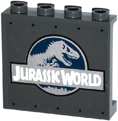 Panel 1 x 4 x 3 with Side Supports - Hollow Studs with Jurassic World Logo Pattern (Sticker) - Set 75919