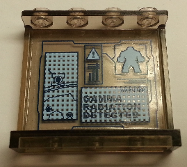 Panel 1 x 4 x 3 with Side Supports - Hollow Studs with Screen with 'WARNING! GAMMA RADIATION DETECTED' and Hulk Pattern on Inside (Sticker) - Set 76018