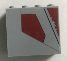 Panel 1 x 4 x 3 with Side Supports - Hollow Studs with Black Line and Dark Red Pattern Model Right Side (Sticker) - Set 75157