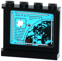 Panel 1 x 4 x 3 with Side Supports - Hollow Studs with Planet Map, Aurebesh Characters 'ENDOR', and Red SW Rebel Alliance Symbol Pattern on Inside (Sticker) - Set 75094